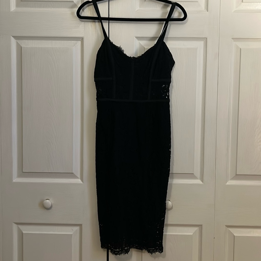 Black lace midi dress. Brand is Express. Perfect sexy but modest dress